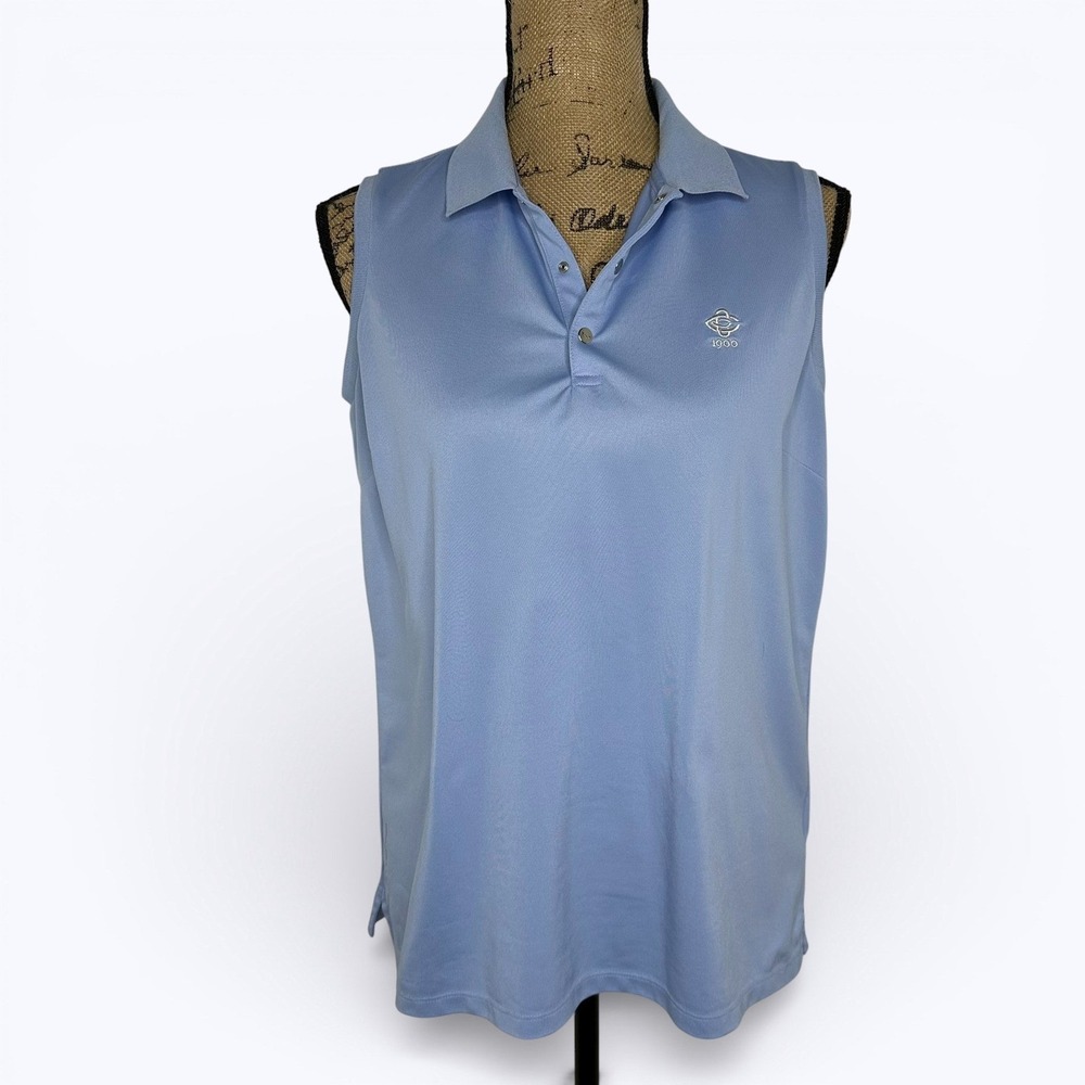 RLX Ralph Lauren Sleeveless Polo Shirt Blue Charleston Country Club Golf‎ Sz L
